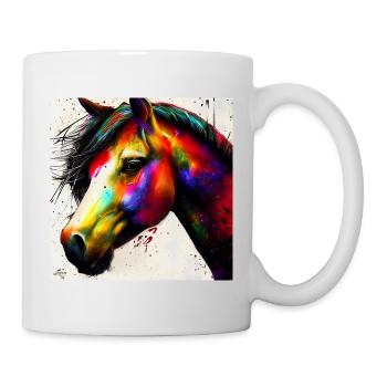 Portrait de cheval coloré - Mug blanc - blanc - Droite