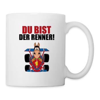 DU BIST DER RENNER! - PFERD - PONY - RENNWAGEN - Tasse - Weiß - Rechts