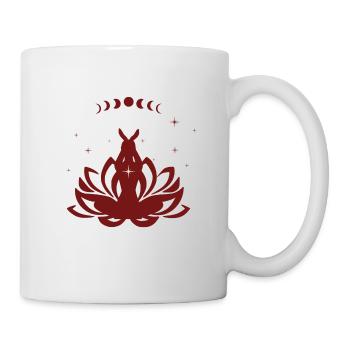 Silhouette Frau im Lotusmond rot burgunderrot - Tasse - Weiß - Rechts