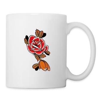 Design traditionnel old-school rose fleur - Mug blanc - blanc - Droite