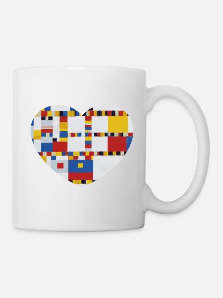 Cœur avec tableau Mondrian Victory Boogie Woogie - Mug blanc - blanc