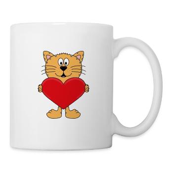 KATZE - HERZ - LIEBE - TIERLIEB - TIERISCH - LOVE - Tasse - Weiß - Rechts