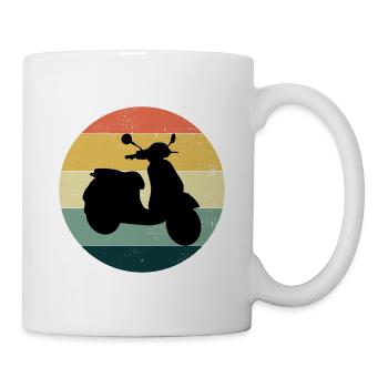 Roller Fahrer Roller Motorrad Vintage Retro - Tasse - Weiß - Rechts