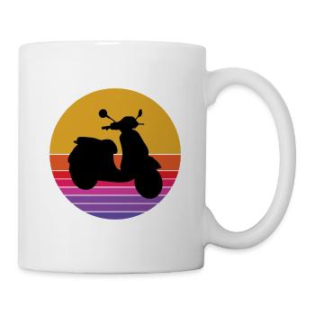 Roller Fahrer Roller Motorrad Vintage Retro - Tasse - Weiß - Rechts