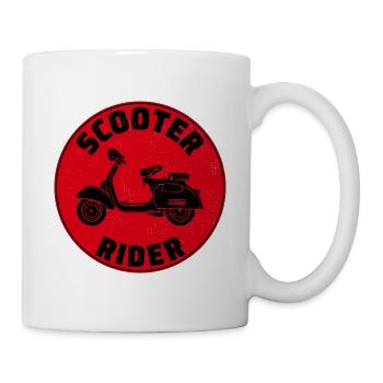 Roller Fahrer Scootering Motorrad Moped Bike - Tasse - Weiß - Rechts