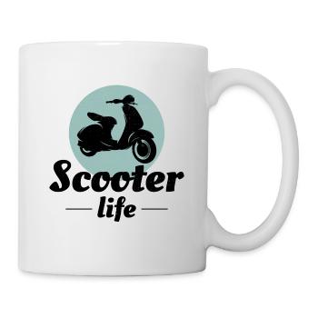 Roller Fahrer Scootering Motorrad Moped Bike - Tasse - Weiß - Rechts