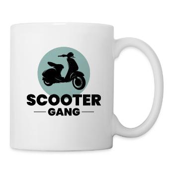 Roller Fahrer Gang Scootering Motorrad Moped Bike - Tasse - Weiß - Rechts