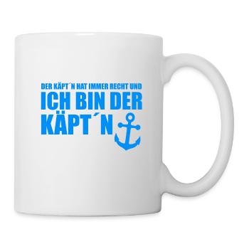 DER KÄPT´N HAT IMMER RECHT - KAPITÄN - BOOT - MEER - Tasse - Weiß - Rechts
