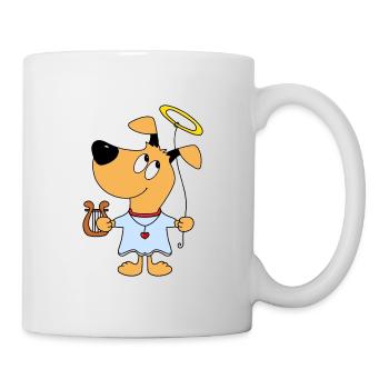 HUND - ENGEL - HIMMEL - HARFE - HEILIGENSCHEIN - Tasse - Weiß - Rechts