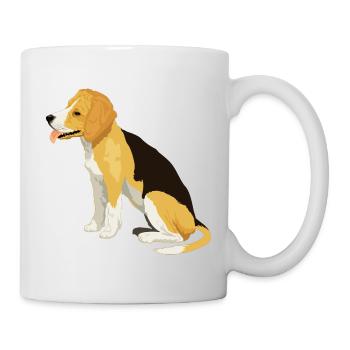 Schwarzer gelber Hund Beagle Haustier Tier Säugetier Fell - Tasse - Weiß - Rechts