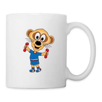 FITNESS - HANTELN - TIERISCH FIT - ERDMÄNNCHEN - Tasse - Weiß - Rechts