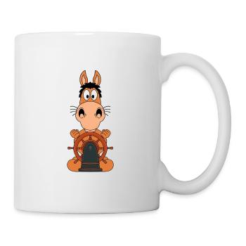 PFERD - PONY - KAPITÄN - BOOT - SCHIFF - MEER - Tasse - Weiß - Rechts