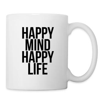 heureux vie heureuse - Mug blanc - blanc - Droite