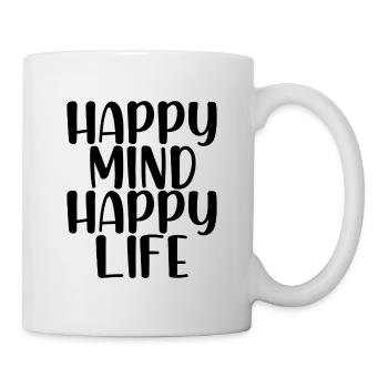 heureux vie heureuse - Mug blanc - blanc - Droite