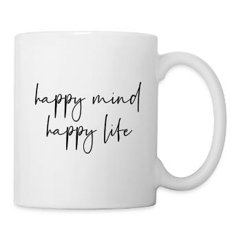 heureux vie heureuse - Mug blanc - blanc - Droite