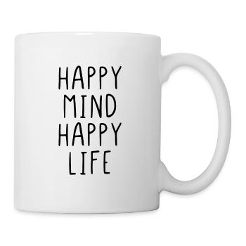heureux vie heureuse - Mug blanc - blanc - Droite