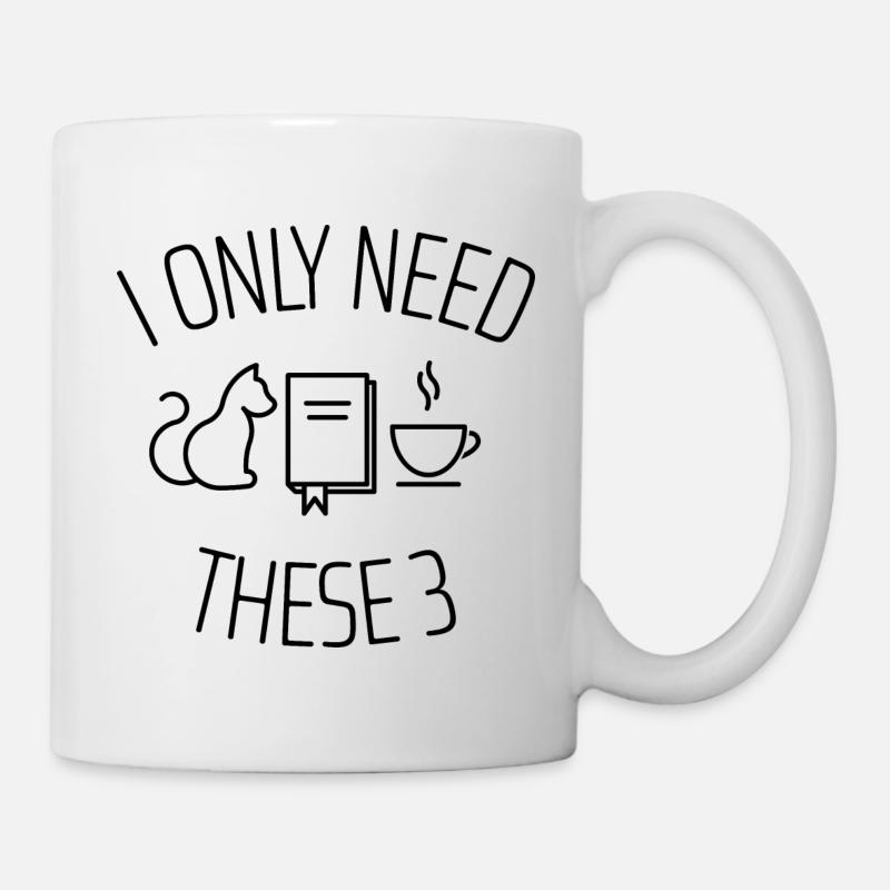 Ich brauche nur diese drei - Book Lover - Tasse - Weiß