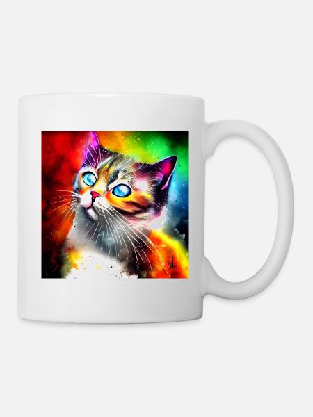 Cute colorful cat - Mug - white