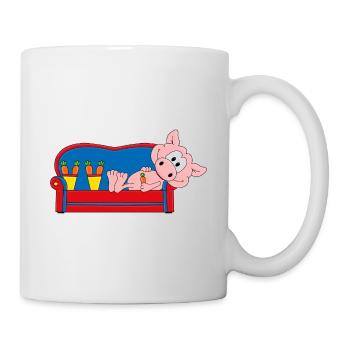 SCHWEIN - SOFA - WOCHENENDE - URLAUB - FERIEN - Tasse - Weiß - Rechts