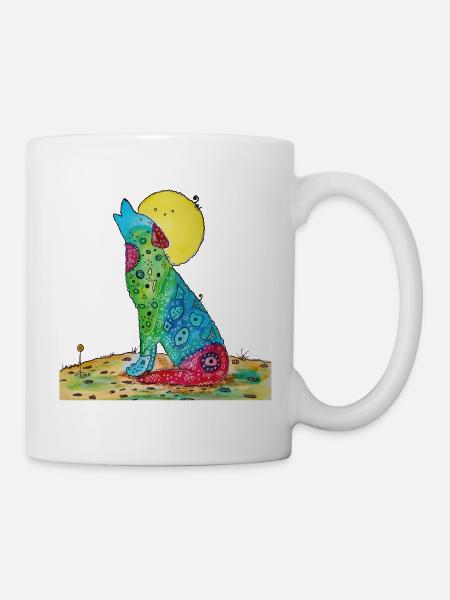 Howling Wolf Illustration - Mug - white