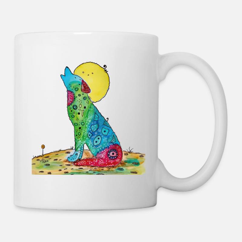 Heulender Wolf Illustration - Tasse - Weiß