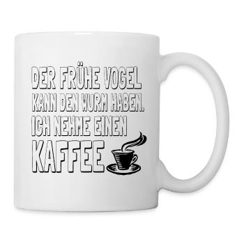 Der Vogel, der Wurm und der Kaffee - Tasse - Weiß - Rechts