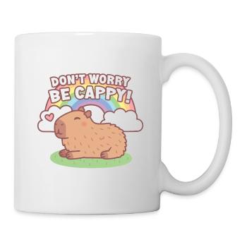 Cute Capybara And Rainbow, Dont Worry Be Cappy - Mug - white - Right
