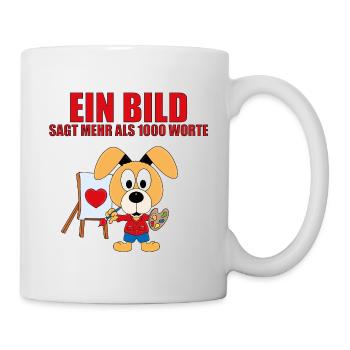 HUND - MALER - KÜNSTLER - LIEBE - EIN BILD SAGT... - Tasse - Weiß - Rechts