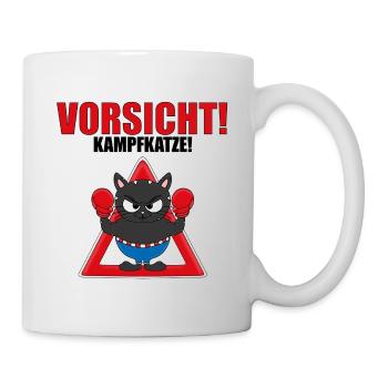 VORSICHT! KAMPFKATZE! - BOXER - BOXEN - KATER - Tasse - Weiß - Rechts