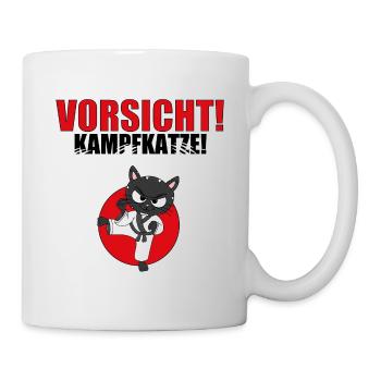 VORSICHT! KAMPFKATZE! - KARATE - JUDO - JAPAN - Tasse - Weiß - Rechts