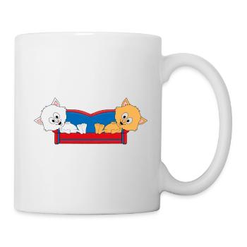 KATZEN - SOFA - CHILLEN - RELAXEN - KATZE - LIEBE - Tasse - Weiß - Rechts