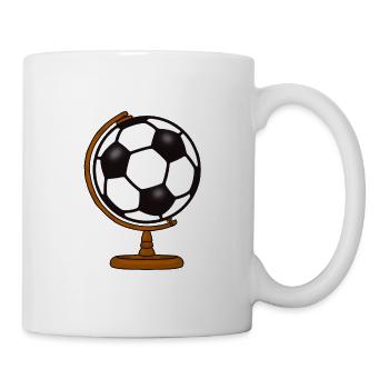 WELT - GLOBUS - ERDE - FUßBALL - SPORT - Tasse - Weiß - Rechts
