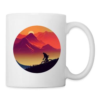 Mountainbiker Berge Silhouette Mountainbike - Tasse - Weiß - Rechts