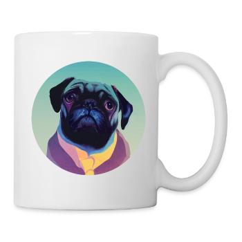 Mops Hund Portrait - Tasse - Weiß - Rechts