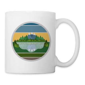 The Mountain Calls: Sonnenaufgang am Bergsee - Tasse - Weiß - Rechts