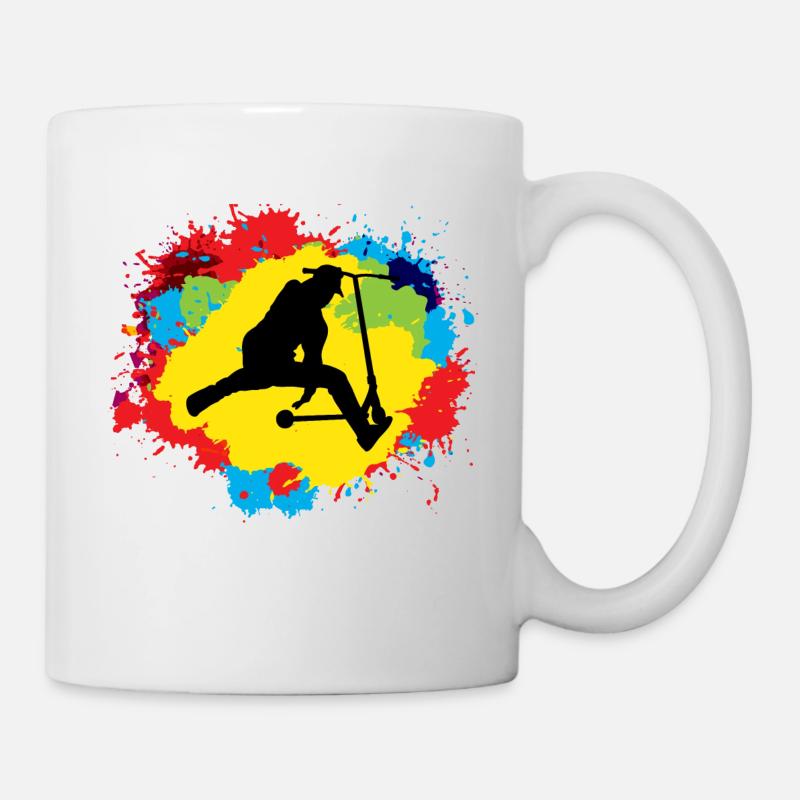 Stunt Scooter Freestyle Scootering Riding Coloré - Mug blanc - blanc