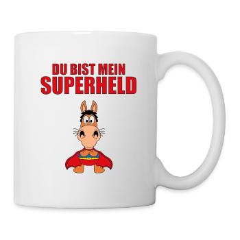 DU BIST MEIN SUPERHELD - PFERD - PONY - REITEN - Tasse - Weiß - Rechts