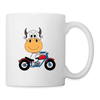 KUH - BAUERNHOF - TIER - TIERISCH - MOTORRAD - Tasse - Weiß - Rechts