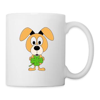 HUND - KLEEBLATT - GLÜCK - GLÜCKSBRINGER - TIER - Tasse - Weiß - Rechts