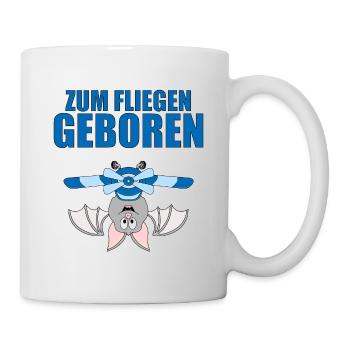 ZUM FLIEGEN GEBOREN - FLUGHUND - PILOT - FLUGZEUG - Tasse - Weiß - Rechts