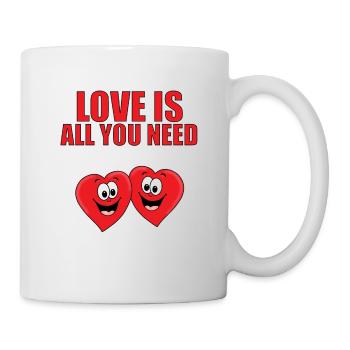 LOVE IS ALL YOU NEED - HEARTS - HERZEN - LIEBE - Tasse - Weiß - Rechts