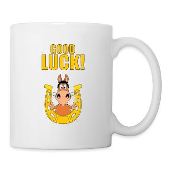 GOOD LUCK! - HORSE - PFERD - HUFEISEN - GLÜCK - Tasse - Weiß - Rechts