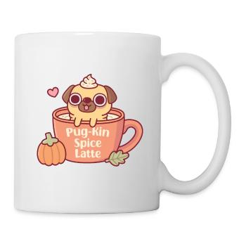 Süßer Mops Mops Kürbis Gewürz Latte lustig - Tasse - Weiß - Rechts