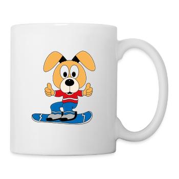 HUND - WINTERSPORT - SNOWBOARD - TIERISCH - Tasse - Weiß - Rechts