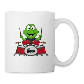 FROSCH - SCHLAGZEUGER - MUSIKER - BAND - Tasse - Weiß - Rechts