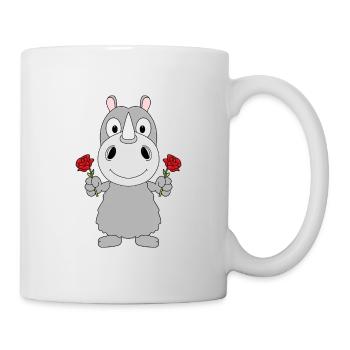 NASHORN - ROSEN - BLUMEN - TIERISCH - Tasse - Weiß - Rechts