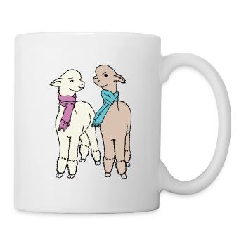 2 Alpakas mit Schal - Tasse - Weiß - Rechts