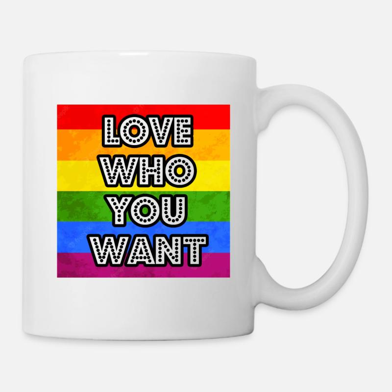 LIEBE, WEN DU WILLST, KENNZEICHNER LGBT - Tasse - Weiß