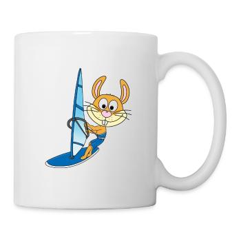 HASE - WINDSURFER - SURFER - WASSERSPORT - TIER - Tasse - Weiß - Rechts