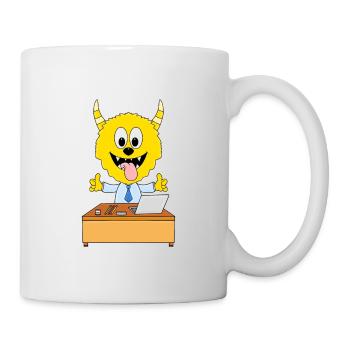MONSTER - ARBEIT - MITARBEITER - CHEF - BÜRO - Tasse - Weiß - Rechts